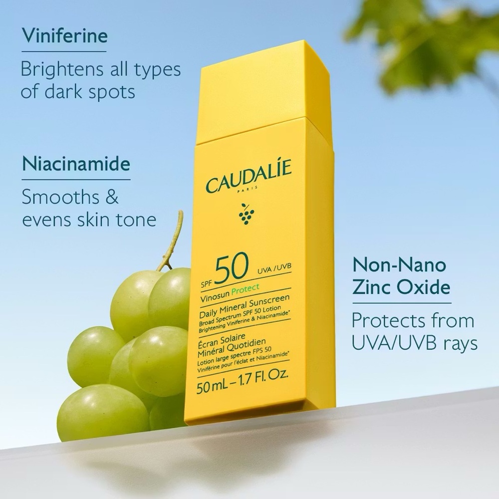 CAUDALIE Vinosun Protect Daily Mineral Sunscreen Broad Spectrum SPF 50 Lotion